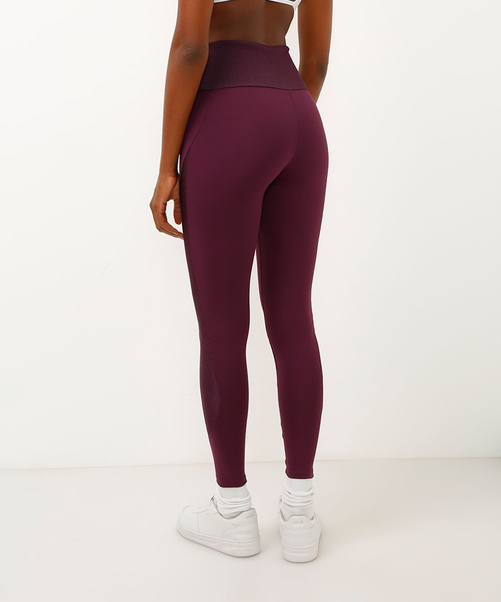 calça legging cós largo texturizada esportiva ace roxa