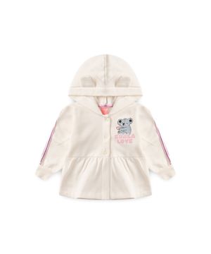 Conjunto Bebê Moletom Menina Com Capuz - Koala Love - Off White  com Metalizado