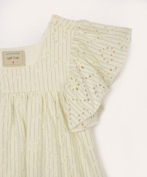 conjunto de laise infantil listrado com babados off white