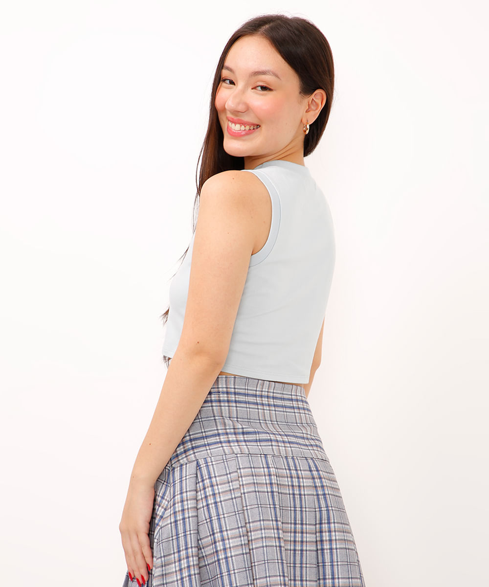 cropped de algodão juvenil alça média azul