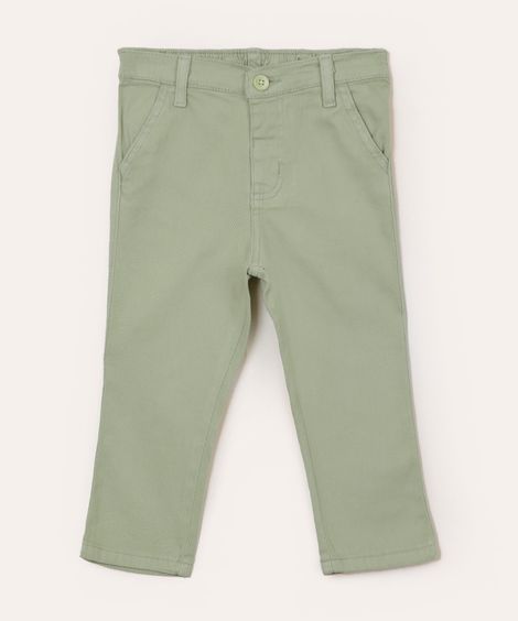 calça de sarja infantil com bolsos verde