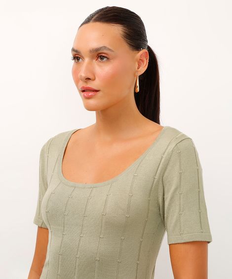 blusa de tricot texturizada verde