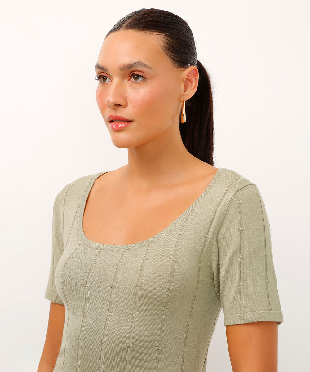 blusa de tricot texturizada verde