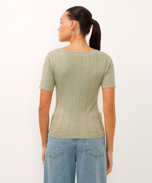 blusa de tricot texturizada verde
