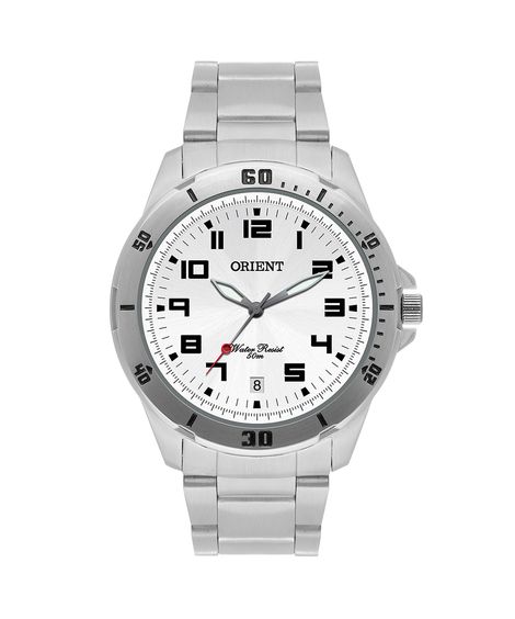 relógio masculino orient analógico calendário mbss1155a s2sx prateado