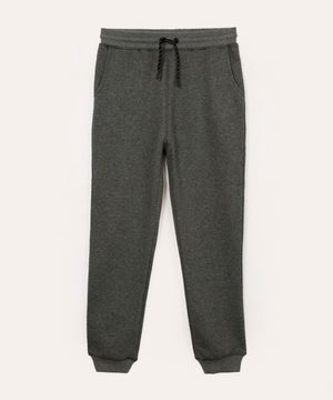 calça jogger de moletom juvenil com bolsos cinza