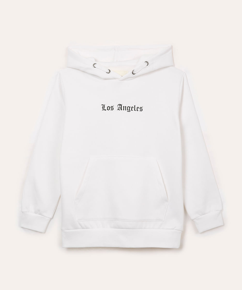 blusão de moletom juvenil los angeles branco