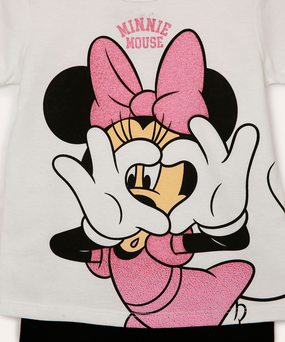conjunto de algodão curto infantil minnie off white