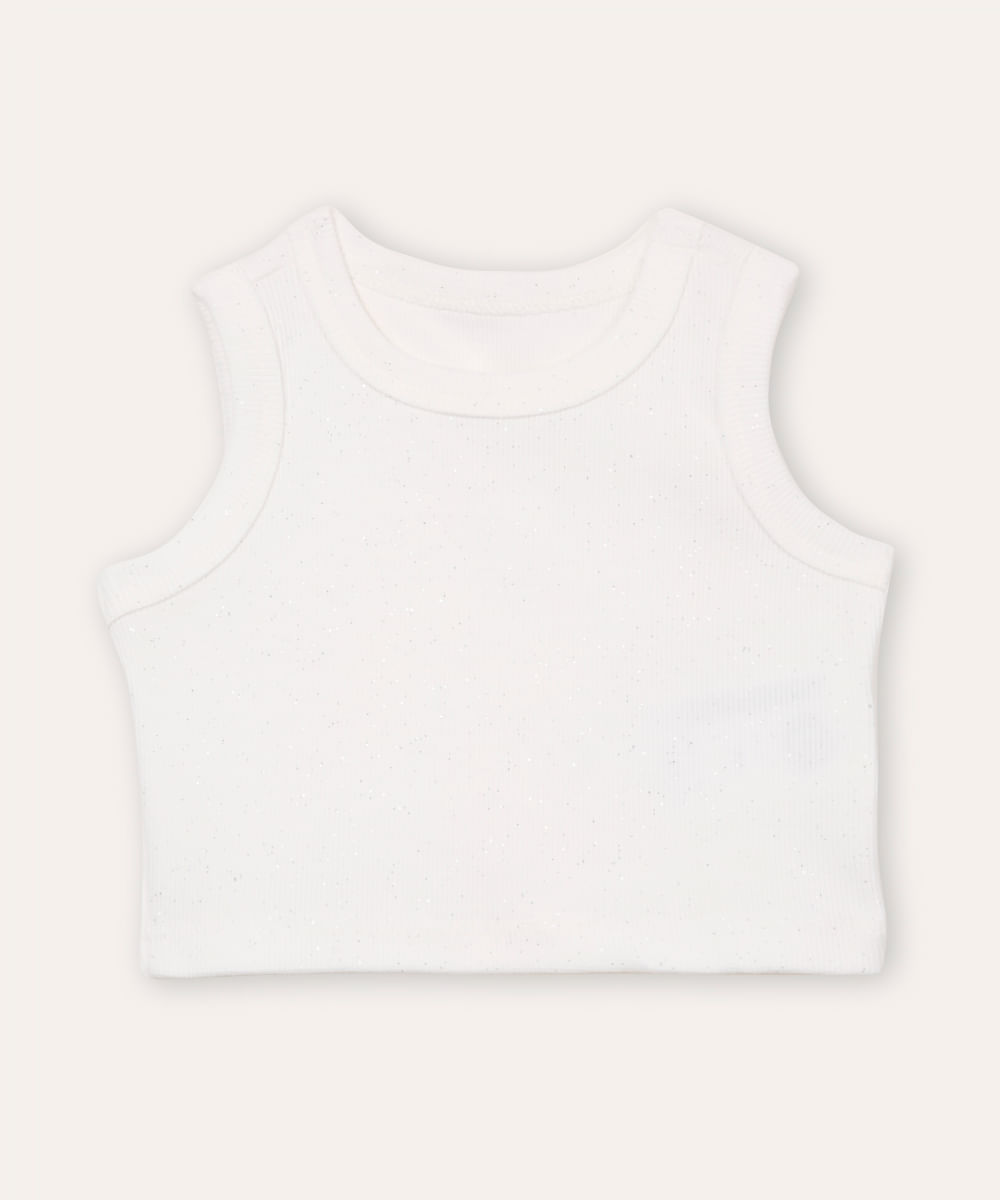 blusa de algodão infantil com brilho branca