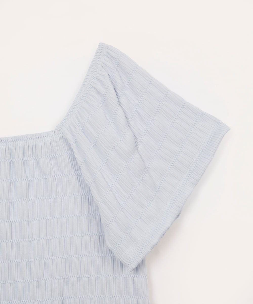 blusa ombro a ombro infantil texturizada azul