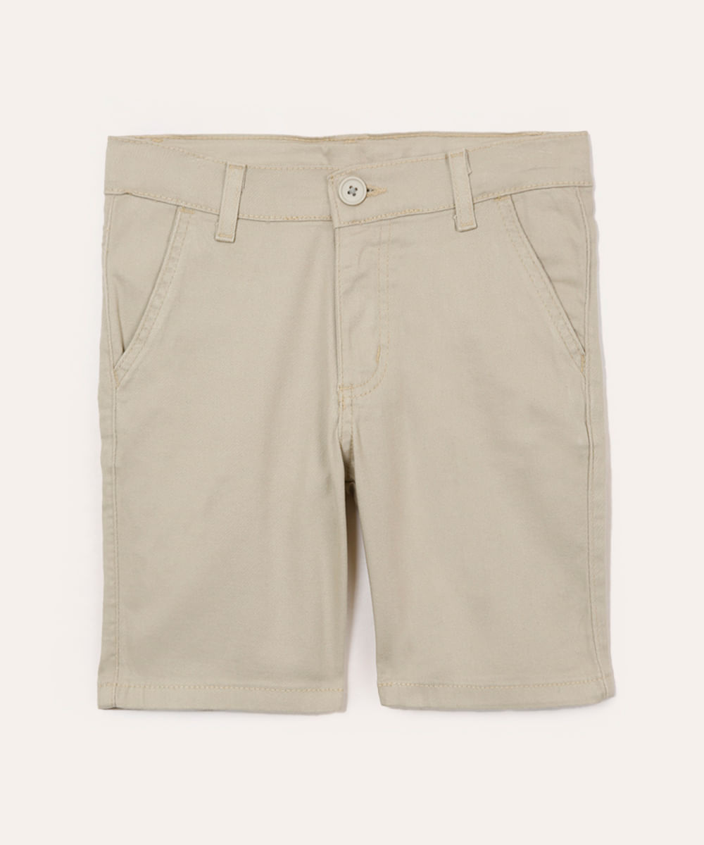 bermuda reta com bolso chino infantil bege