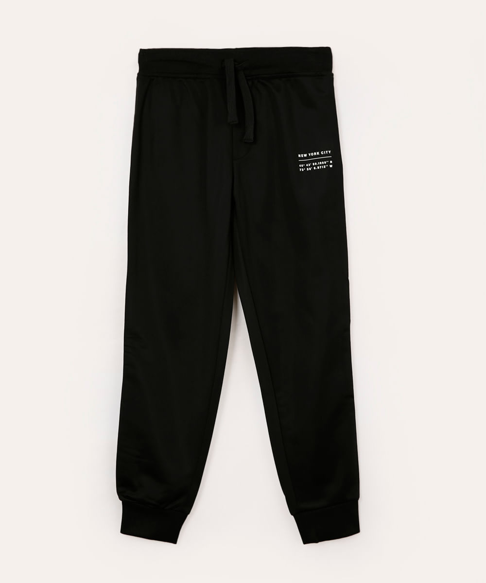 calça jogger com listras infantil preta