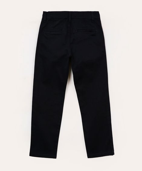 calça slim de sarja infantil com bolsos chino azul