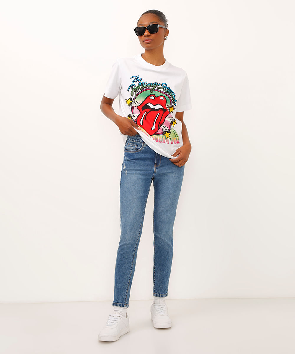 calça jeans super skinny cintura alta azul