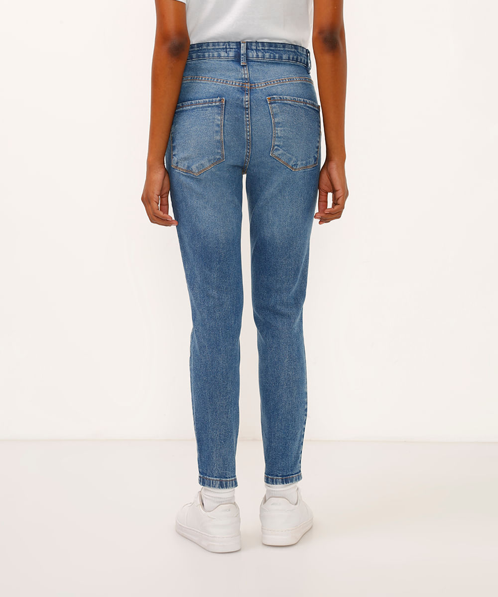 calça jeans super skinny cintura alta azul