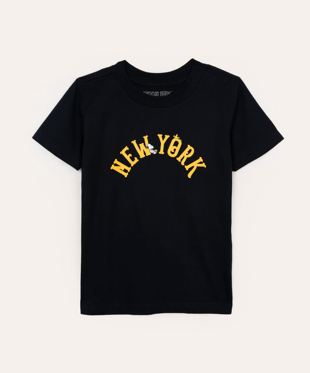 camiseta de algodão infantil snoopy azul