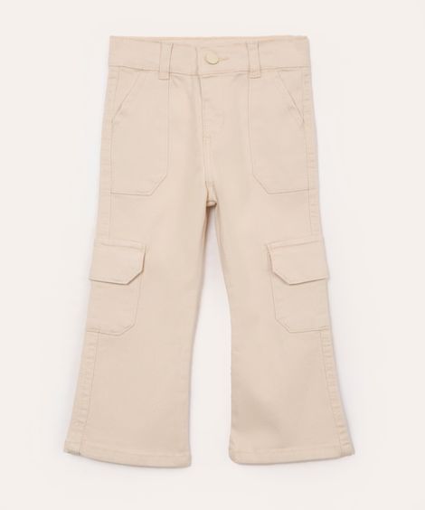 calça cargo de sarja infantil bege