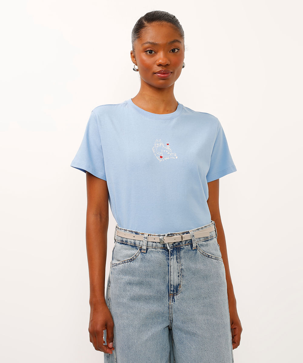camiseta de algodão wine azul