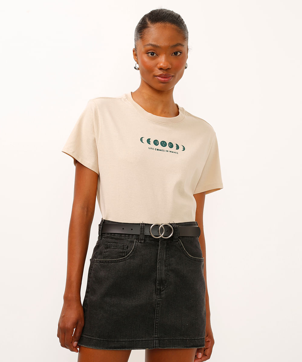 camiseta de algodão waves bege