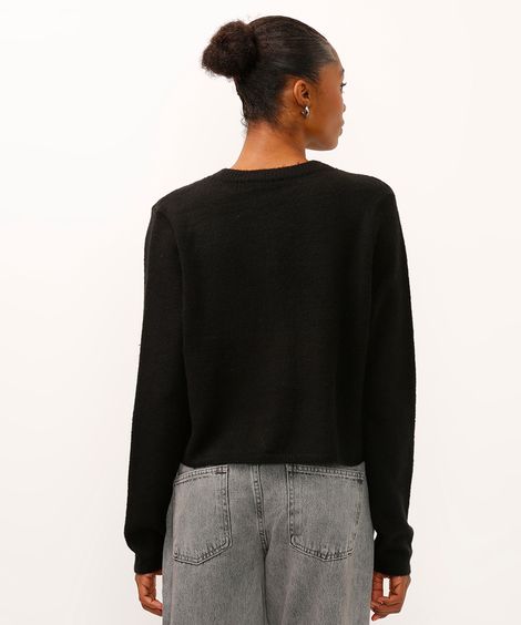 cardigan de tricot fleece preto