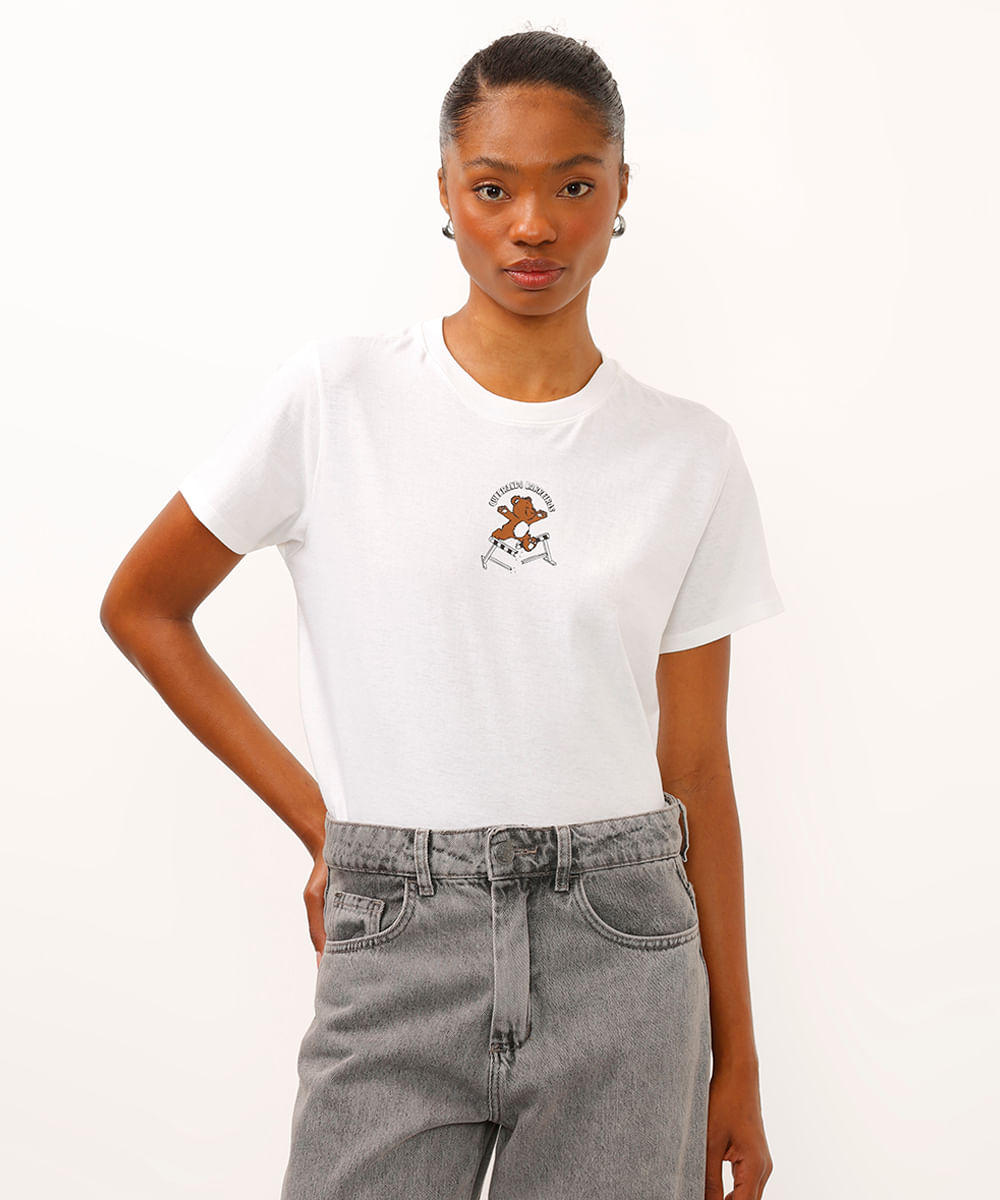 camiseta de algodão quebrando barreiras off white