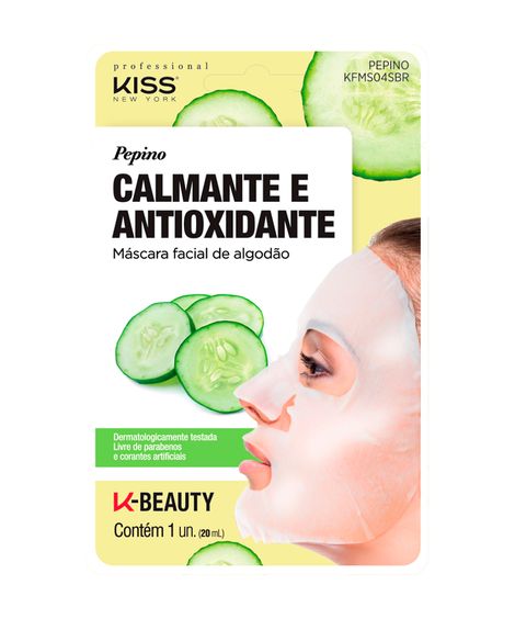 Kiss NY Professional Máscara Facial de Algodão  - Pepino único