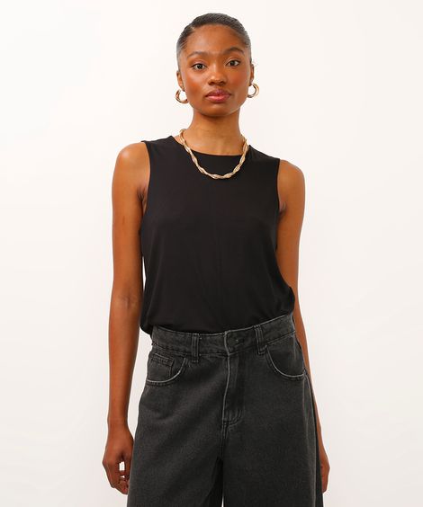 regata de viscose com recorte gota - preto