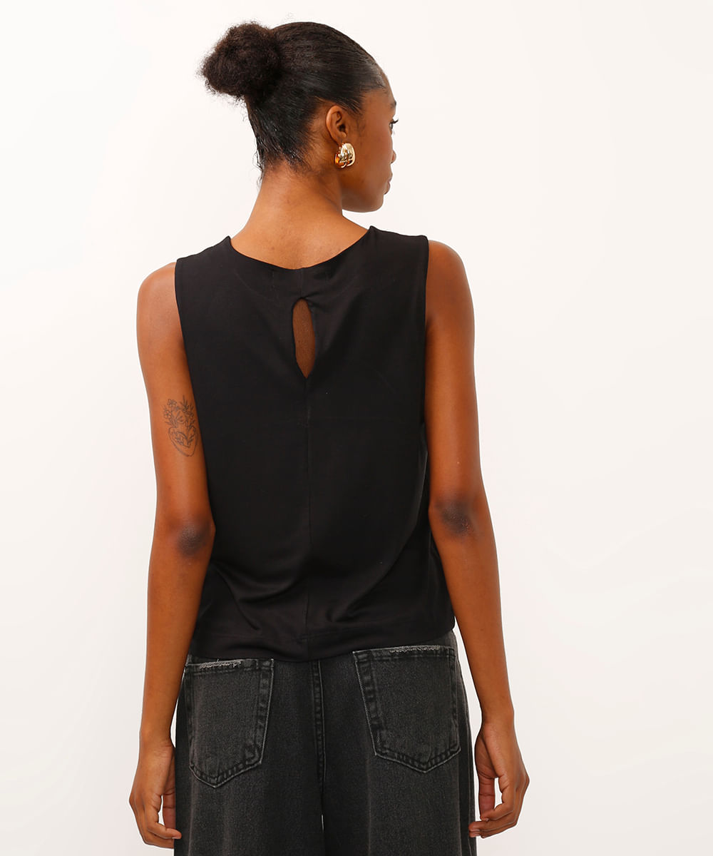 regata de viscose com recorte gota - preto