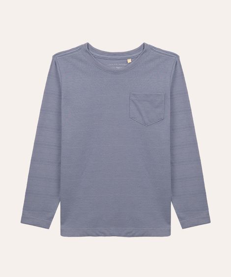 camiseta infantil com bolso manga longa azul