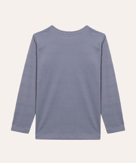 camiseta infantil com bolso manga longa azul