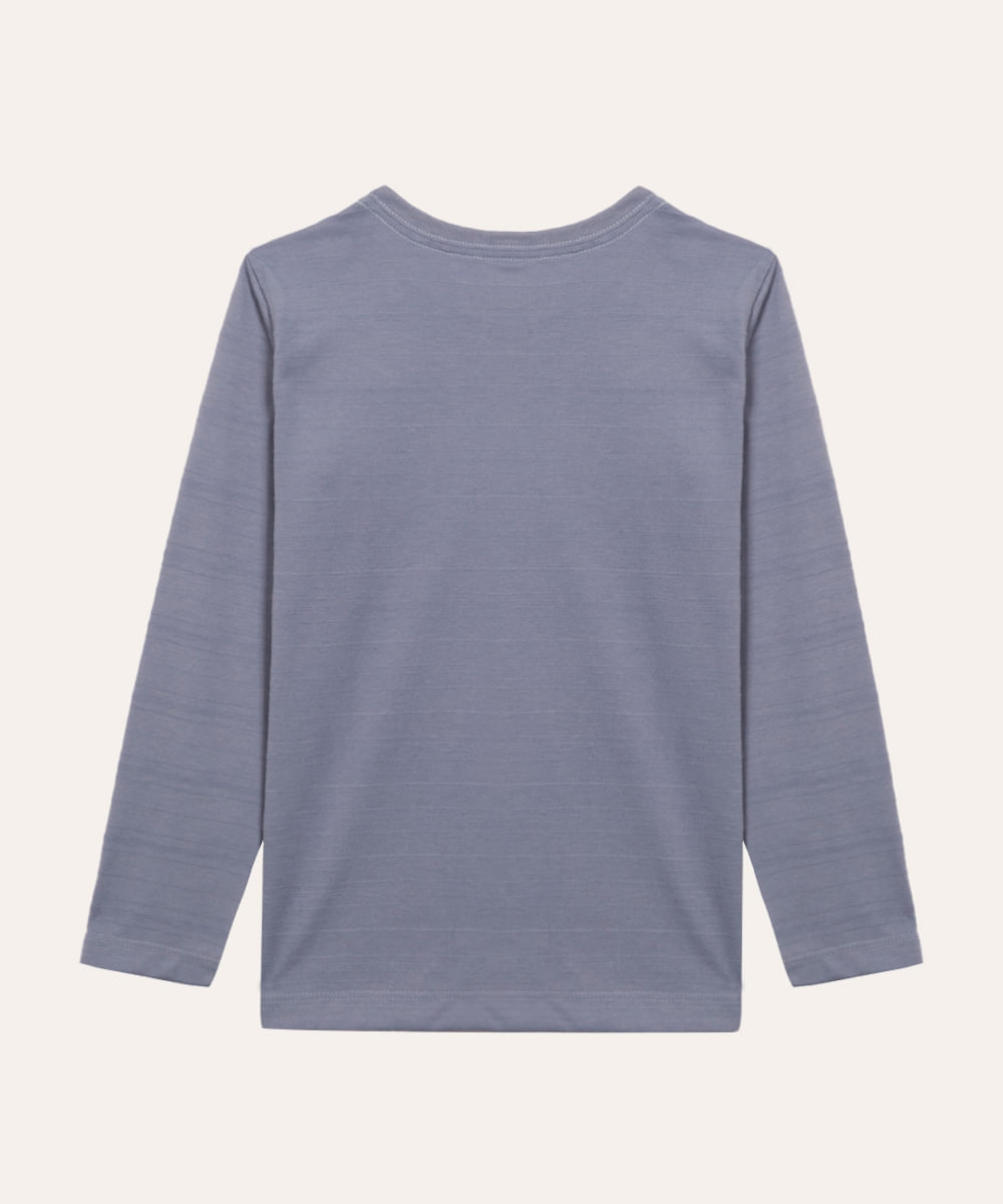 camiseta infantil com bolso manga longa azul