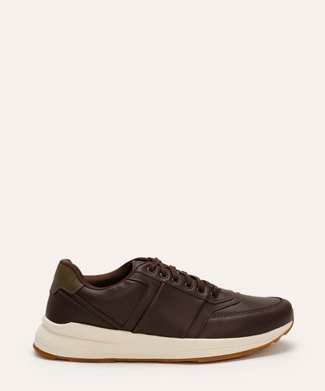 tênis jogging casual com recorte marrom