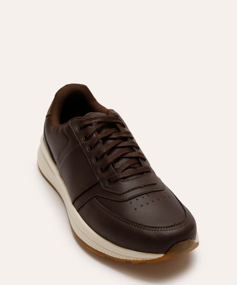 tênis jogging casual com recorte marrom