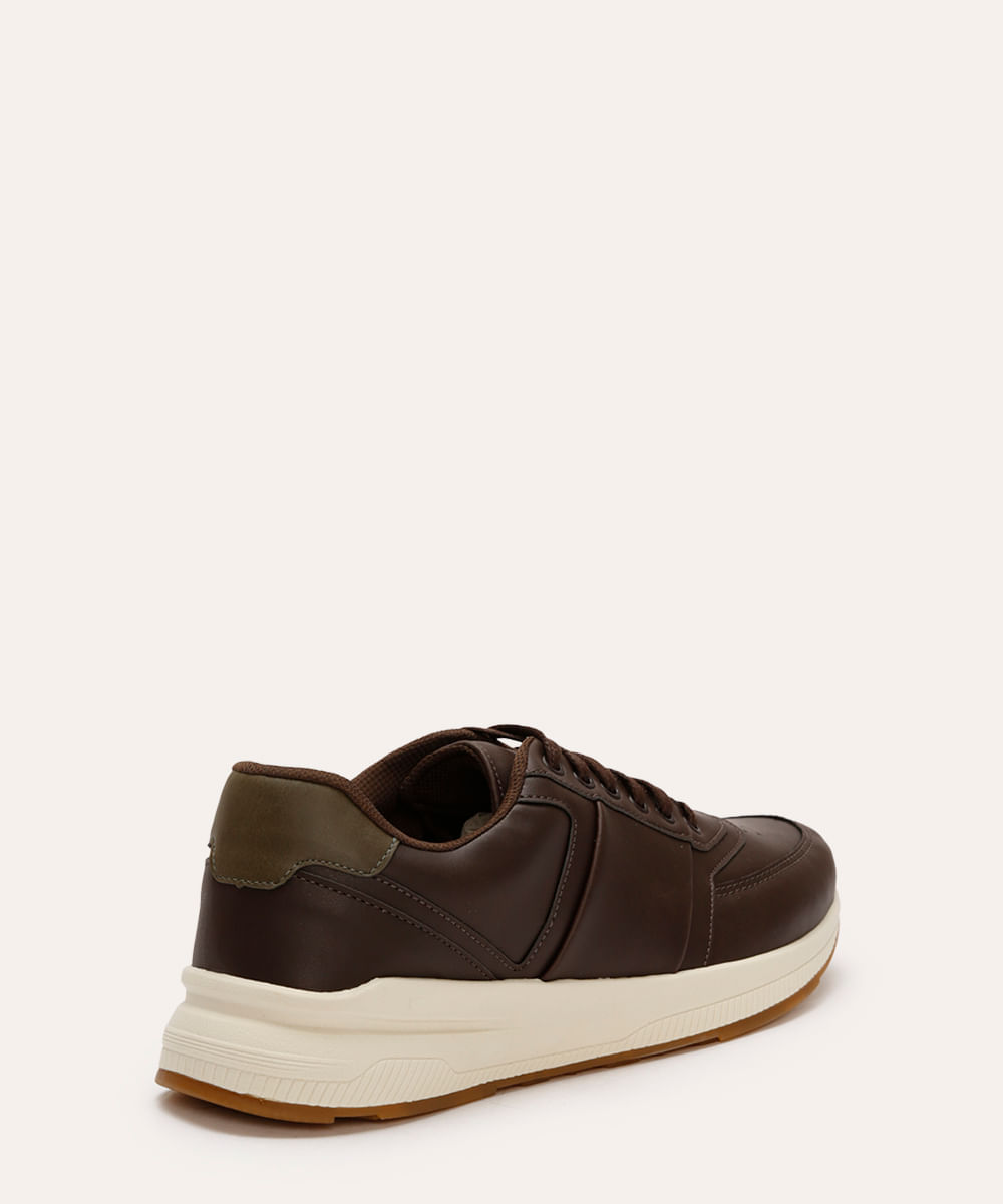 tênis jogging casual com recorte marrom