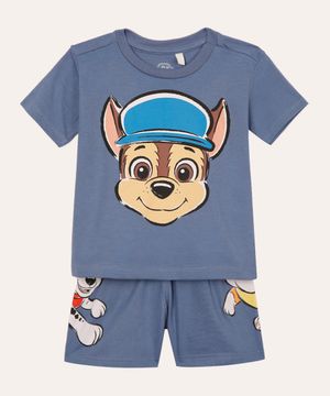 pijama de algodão infantil patrula canina azul