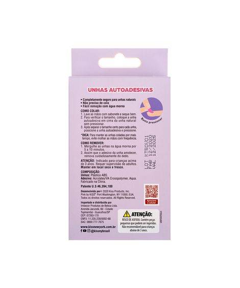 Unhas Autoadesivas Kiss New York Pink Infantil - Unicorn