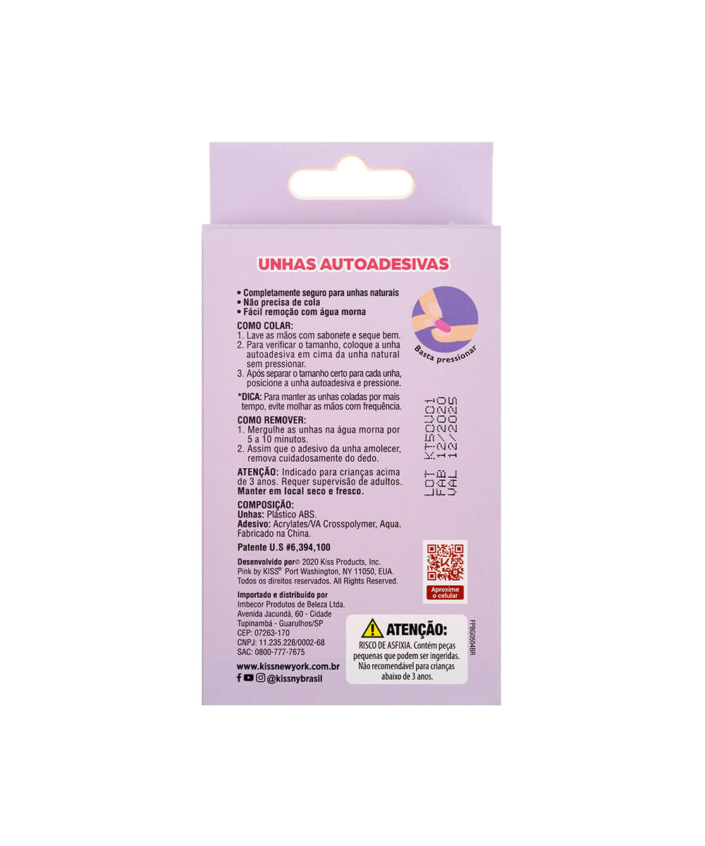 Unhas Autoadesivas Kiss New York Pink Infantil - Unicorn