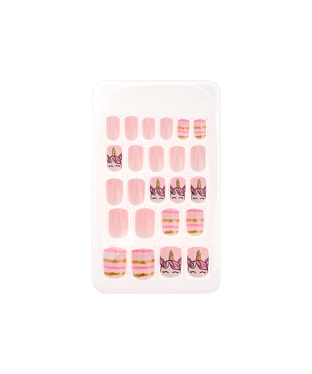 Unhas Autoadesivas Kiss New York Pink Infantil - Unicorn