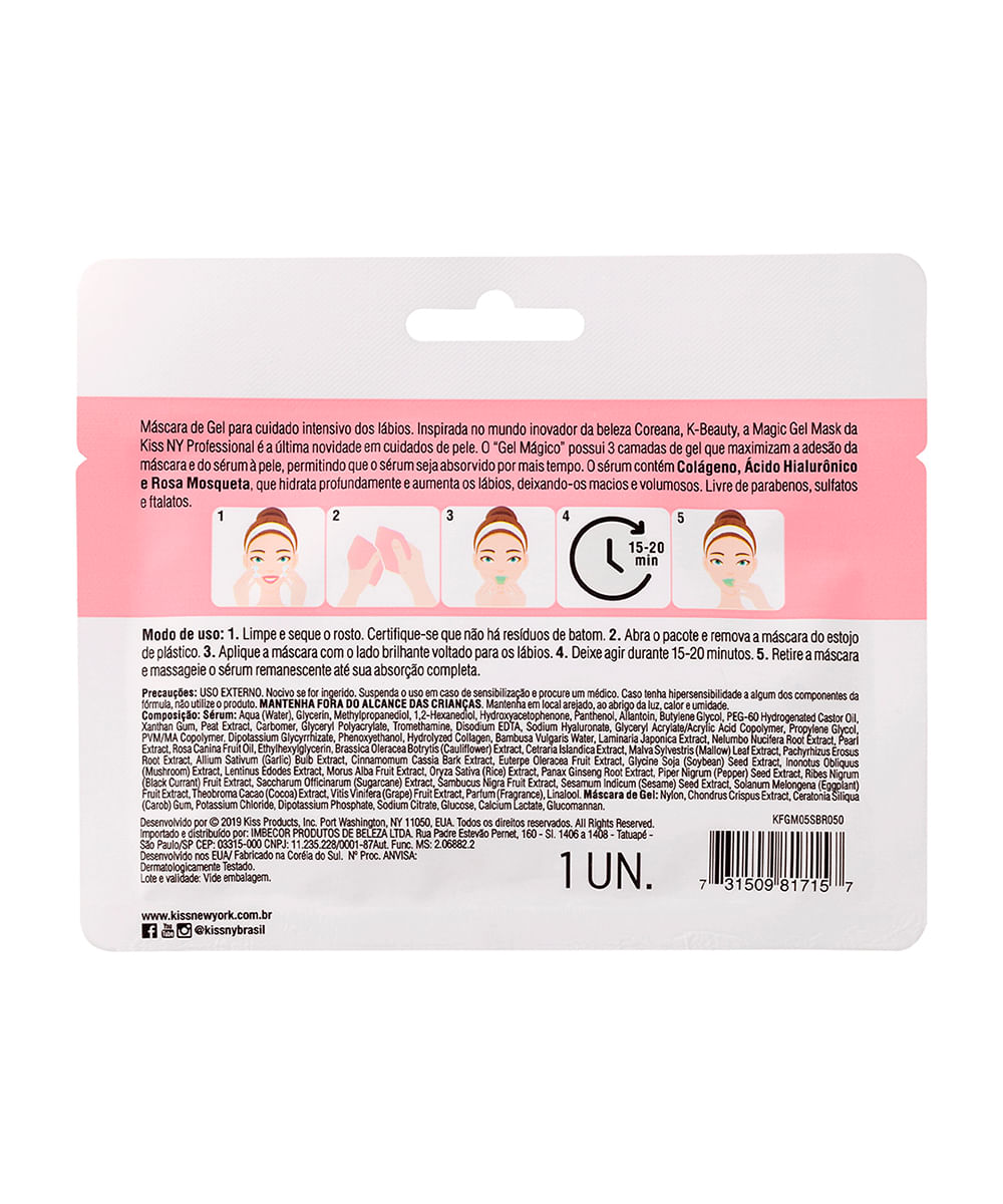 Máscara para Lábios Kiss NY - Magic Gel Mask - 1Un único