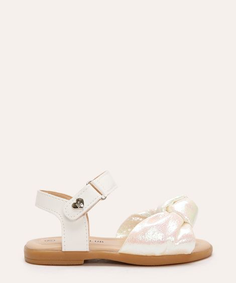 sandália infantil laço com velcro off white