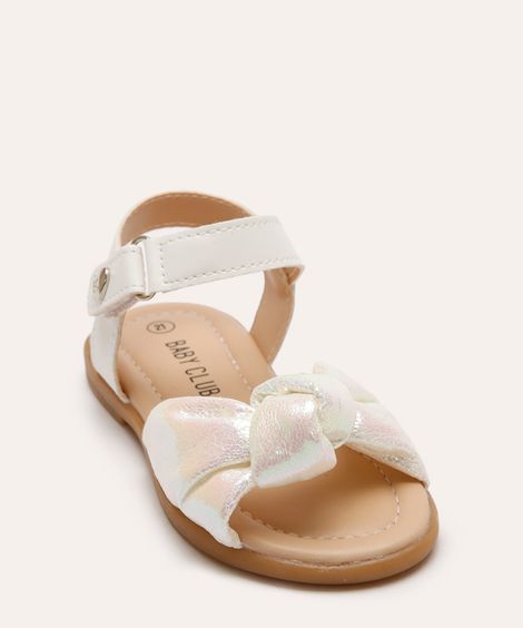sandália infantil laço com velcro off white