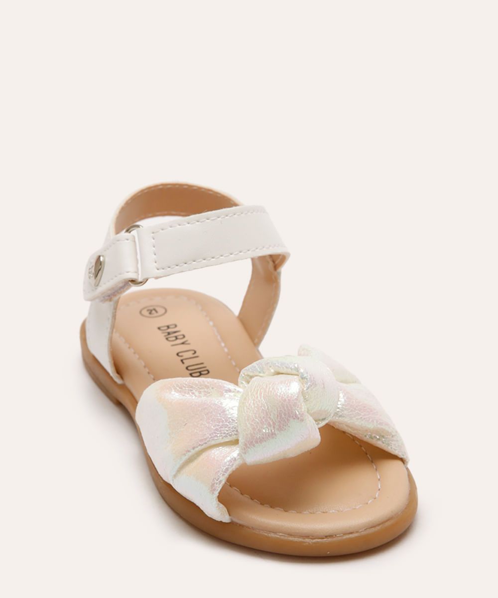 sandália infantil laço com velcro off white