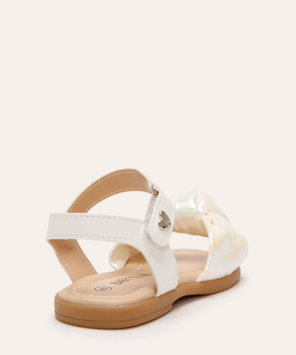 sandália infantil laço com velcro off white