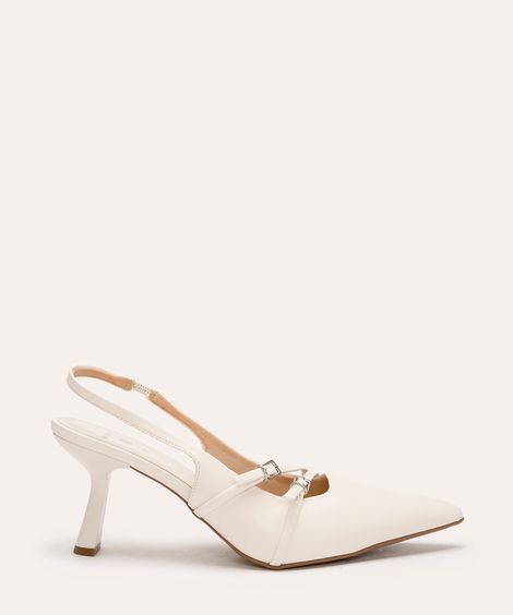 scarpin bico fino salto alto mindset off white