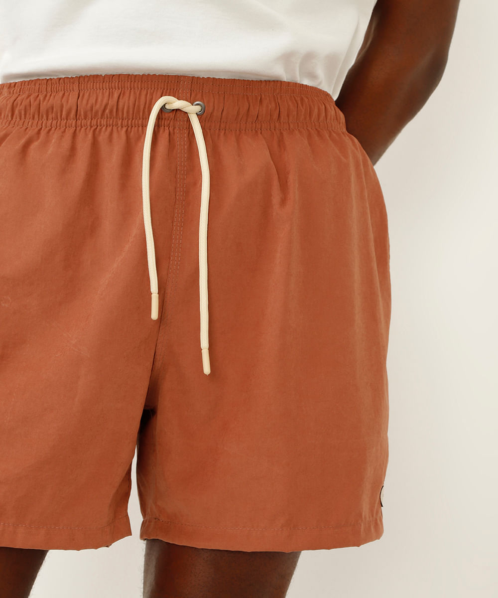 short cós elástico com cordão bege - marrom