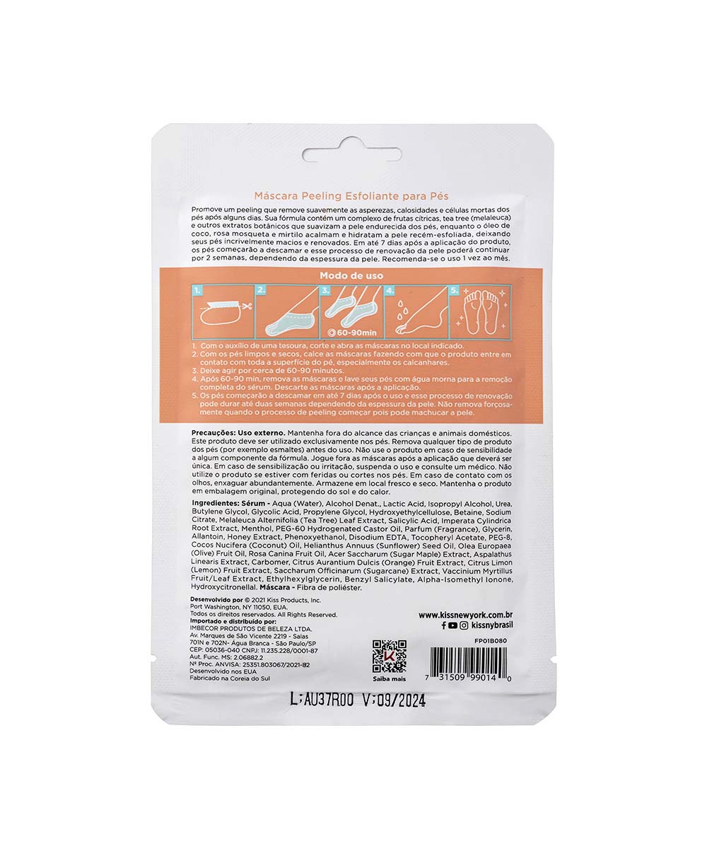 máscara esfoliante para pés foot peeling mask rk by kiss