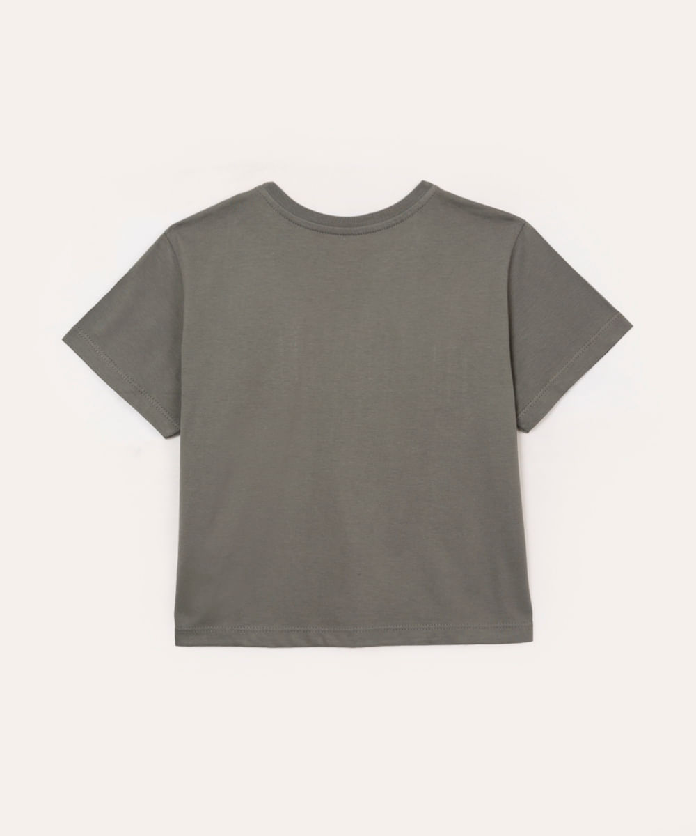 camiseta de algodão juvenil new york com pérolas cinza