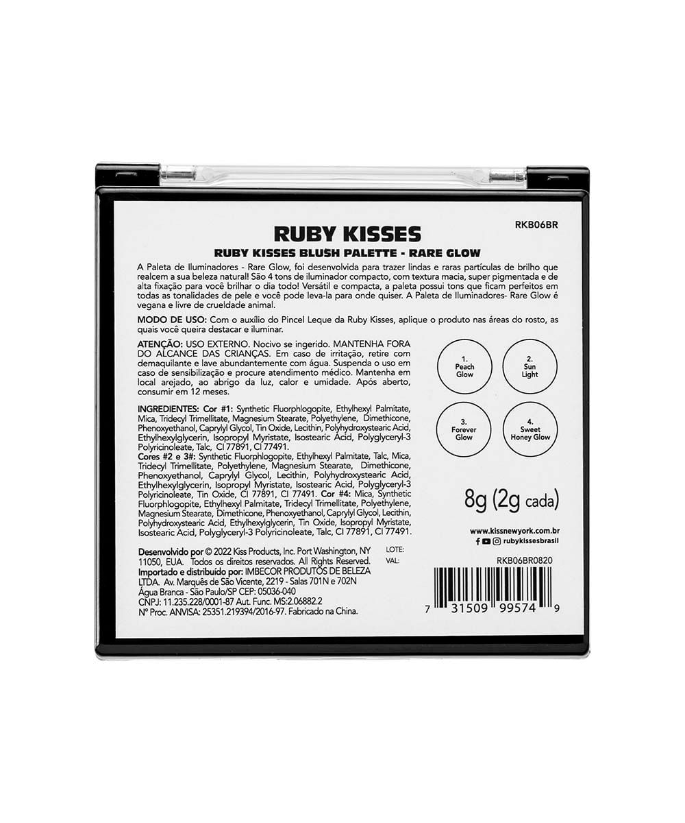 paleta de iluminador rare glow ruby kisses