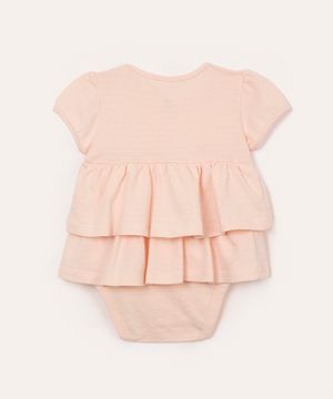 body com saia infantil babados rosa