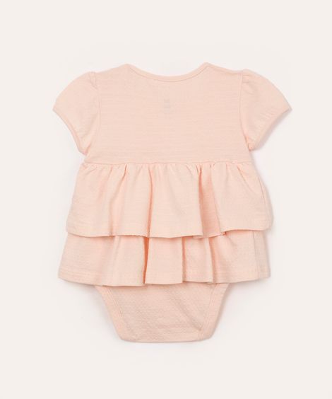 body com saia infantil babados rosa